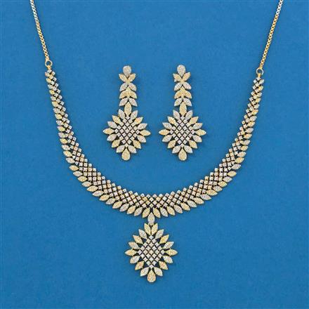 Cubic Zirconia Classic Necklace With 2 Tone Rhodium Plating