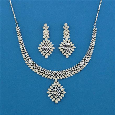 Cubic Zirconia Classic Necklace With 2 Tone Rhodium Plating