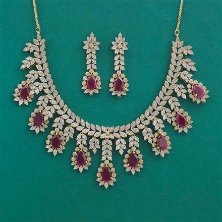 American Diamond Classic Necklace With 2 Tone Plating