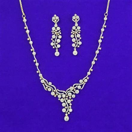 American Diamond Classic Necklace With 2 Tone Plating Rhodium Plating