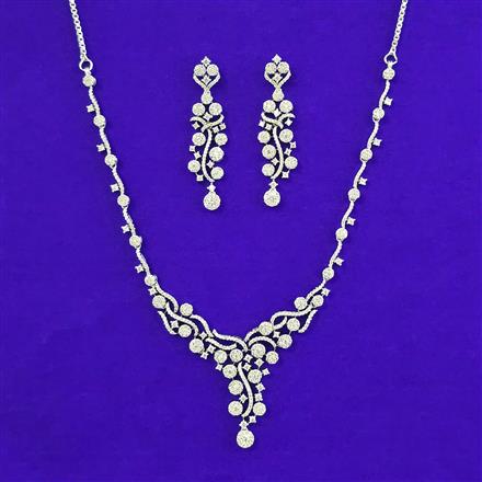 American Diamond Classic Necklace With 2 Tone Plating Rhodium Plating