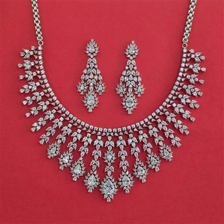 American Diamond Classic Necklace With Rhodium Plating