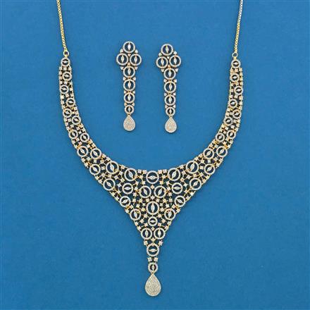 Cubic Zirconia Classic Necklace With 2 Tone Rhodium Plating