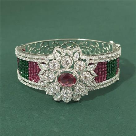 Cz Classic Kada With Rhodium Plating