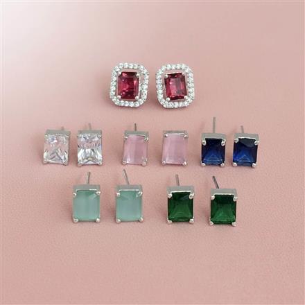 Cz Changeable Earring With Rhodium Plating