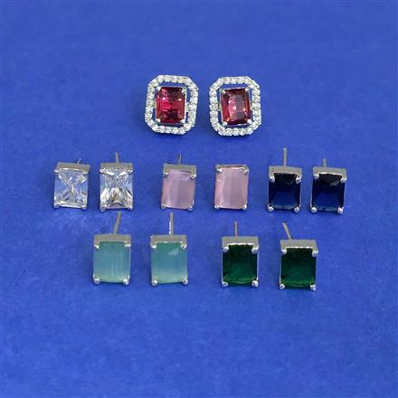 Cz Changeable Earring With Rhodium Plating