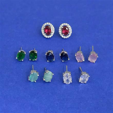 Cz Changeable Earring With Gold Rhodium Plating