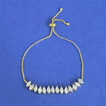 Cz Adjustable Bracelet With 2 Tone Rhodium Plating