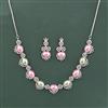 Cz Classic Necklace Set With Rhodium Plating