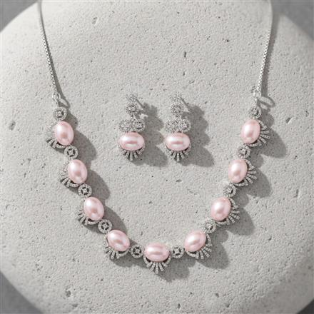 Cz Classic Necklace Set With Rhodium Plating