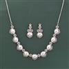 Cz Classic Necklace Set With Rhodium Plating