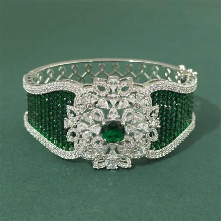 Cz Openable Kada With Rhodium Plating