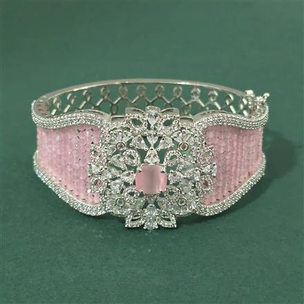 Cz Openable Kada With Rhodium Plating