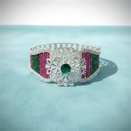 Cz Openable Kada With Rhodium Plating