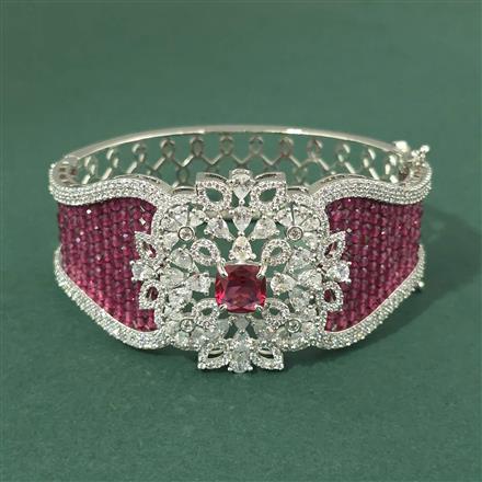 Cz Openable Kada With Rhodium Plating