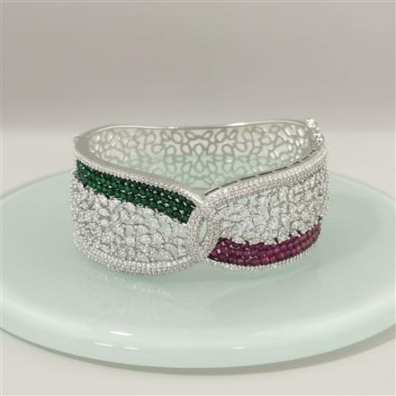 Cz Classic Kada With Rhodium Plating