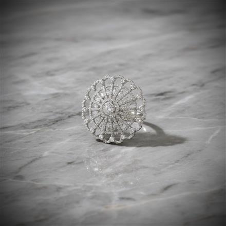 Cz Adjustable Ring With 2 Tone Mehndi Rhodium Plating
