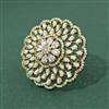 Cz Adjustable Ring With 2 Tone Mehndi Rhodium Plating