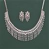 Cz Classic Necklace Set With 2 Tone Mehndi Rhodium Plating