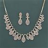 Cz Classic Necklace Set With 2 Tone Mehndi Rhodium Plating