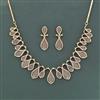 Cz Classic Necklace Set With 2 Tone Mehndi Rhodium Plating