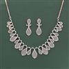 Cz Classic Necklace Set With 2 Tone Mehndi Rhodium Plating