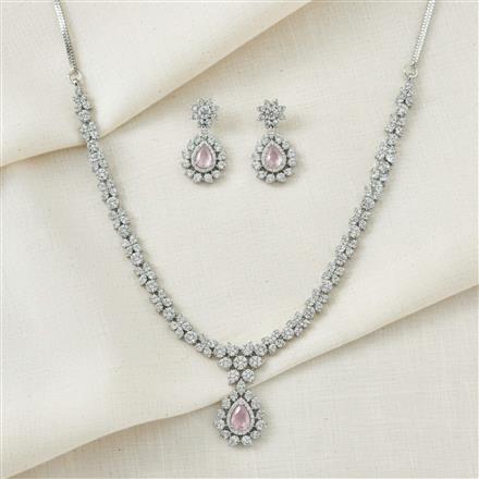 American Diamond Classic Necklace Set With Rhodium Plating