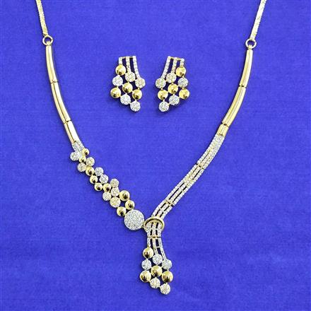 American Diamond Classic Necklace Set With 2 Tone Rhodium Plating