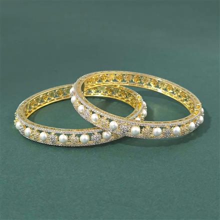 Cz Openable Bangles With 2 Tone Rhodium Plating