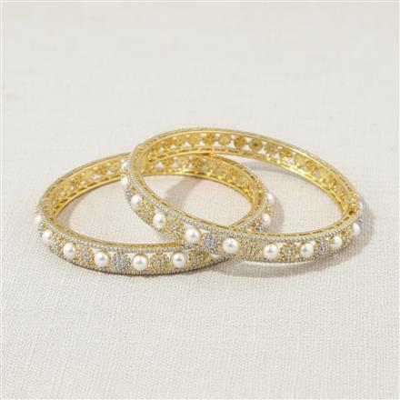 Cz Openable Bangles With 2 Tone Rhodium Plating