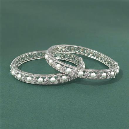 Cz Openable Bangles With 2 Tone Rhodium Plating