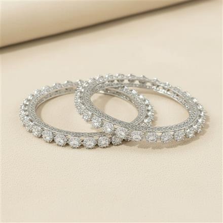 Cz Classic Bangles With Rhodium Plating