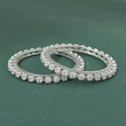 Cz Classic Bangles With Rhodium Plating