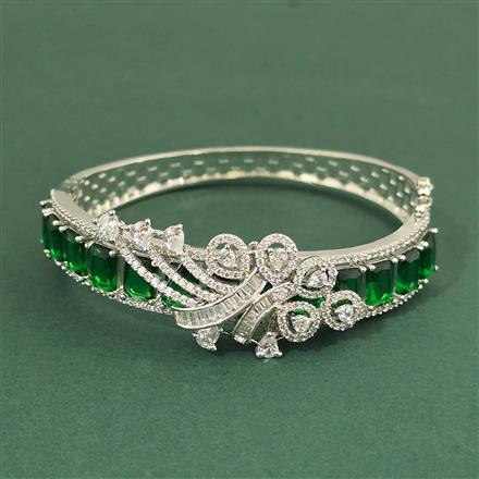 Cz Openable Kada With Rhodium Plating