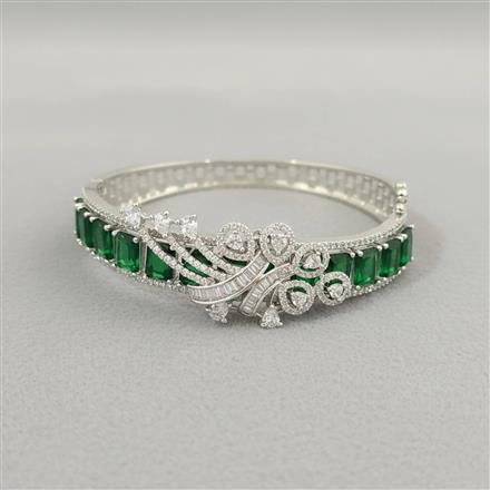 Cz Openable Kada With Rhodium Plating