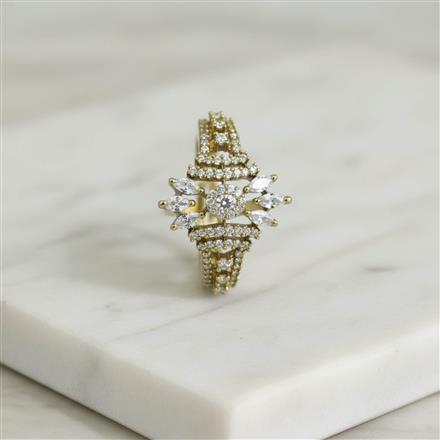 Cz Adjustable Ring With 2 Tone Mehndi Rhodium Plating