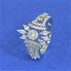 Cz Adjustable Ring With 2 Tone Mehndi Rhodium Plating