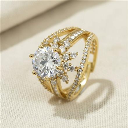 Cz Adjustable Ring With 2 Tone Mehndi Rhodium Plating