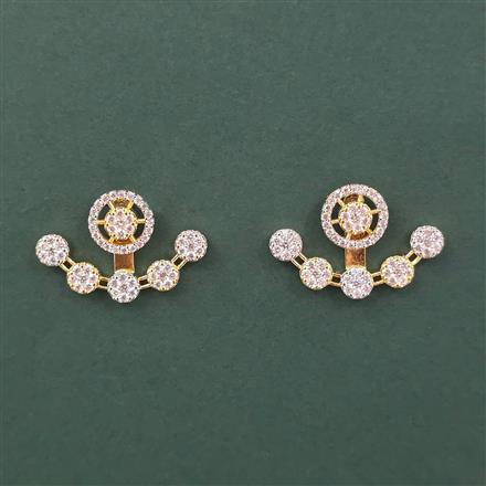Cz Classic Earring With 2 Tone Mehndi Rhodium Plating