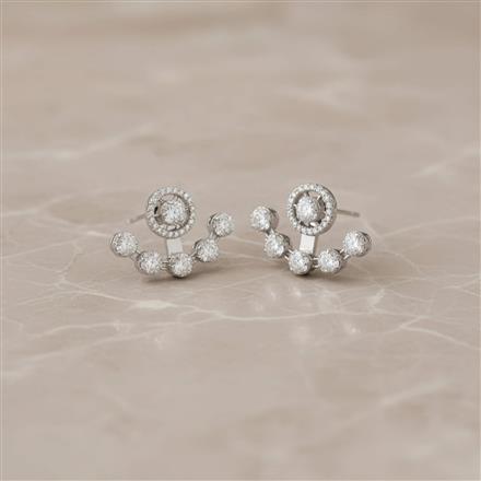 Cz Classic Earring With 2 Tone Mehndi Rhodium Plating