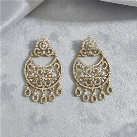 Cz Classic Earring With 2 Tone Mehndi Rhodium Plating