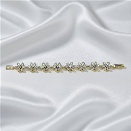 Cz Classic Bracelet With 2 Tone Mehndi Rhodium Plating