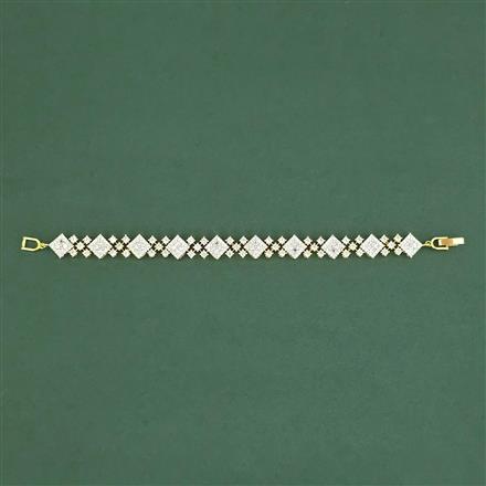 Cz Classic Bracelet With 2 Tone Mehndi Rhodium Plating