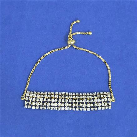 Cz Adjustable Bracelet With 2 Tone Rhodium Plating