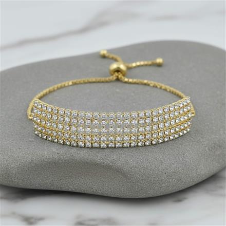 Cz Adjustable Bracelet With 2 Tone Rhodium Plating