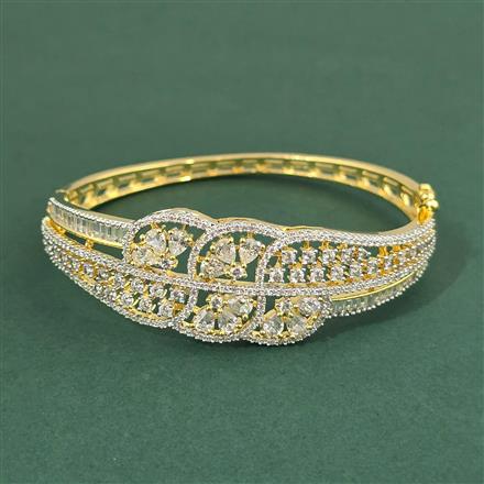 Cz Classic Kada With 2 Tone Mehndi Rhodium Plating