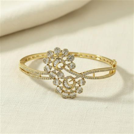 Cz Openable Kada With 2 Tone Mehndi Rhodium Plating