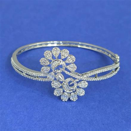 Cz Openable Kada With 2 Tone Mehndi Rhodium Plating
