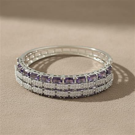 Cz Openable Kada With Rhodium Plating