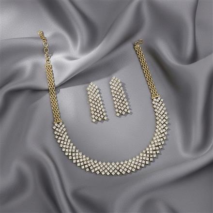 Cz Classic Necklace Set Set With 2 Tone Mehndi Rhodium Plating